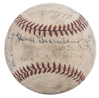 1945 World Series Champion Detroit Tigers Team Signed Baseball With Hank Greenberg (JSA)